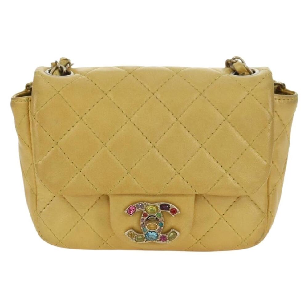 Chanel Mini Matelasse Lambskin 16 Chain Shoulder Bag Yellow Gold
